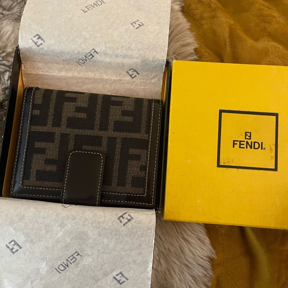 Fendi Monogram Black and Brown Wallet